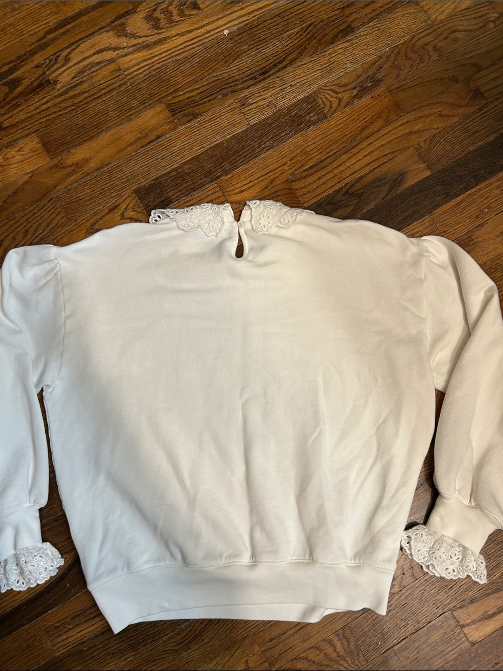 J. Crew White Lace-Collar lightweight Sweatshirt - Picture 7 of 11